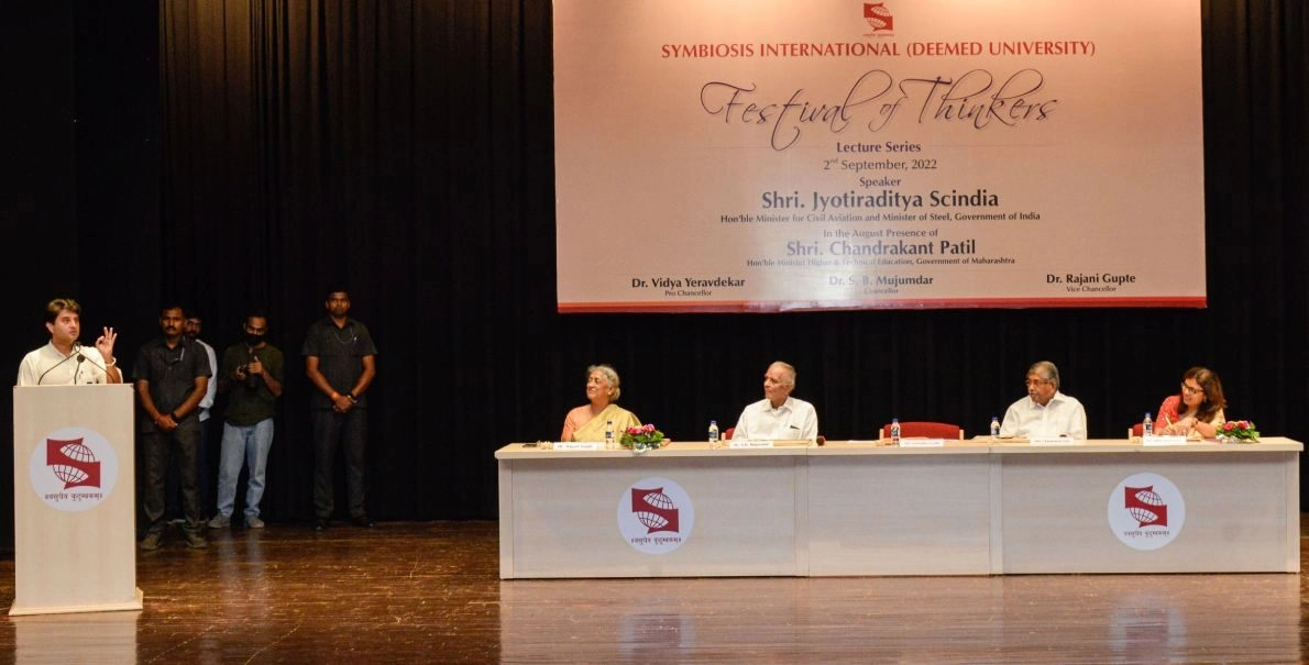 Shri Jyotiraditya Scindia, Hon’ble Minister for Civil Aviation and Minister of Steel, Government of India at the ‘Festival of Thinkers Lecture Series’ on 2nd September 2022.